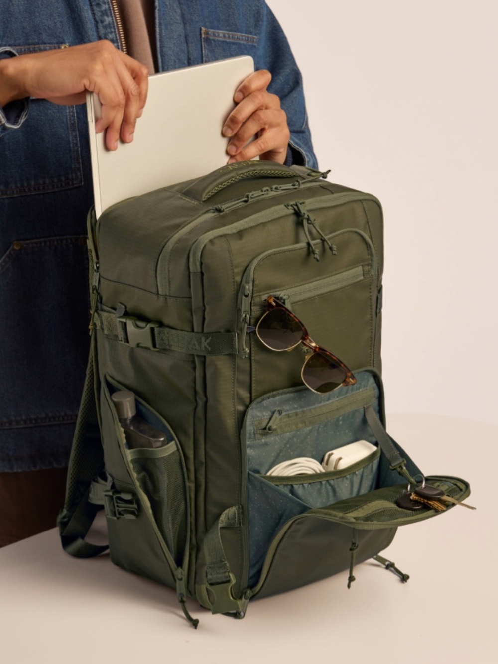 Calpak Terra 26L Laptop Duffel Backpack in Pine (Green) - Picture 3 of 16